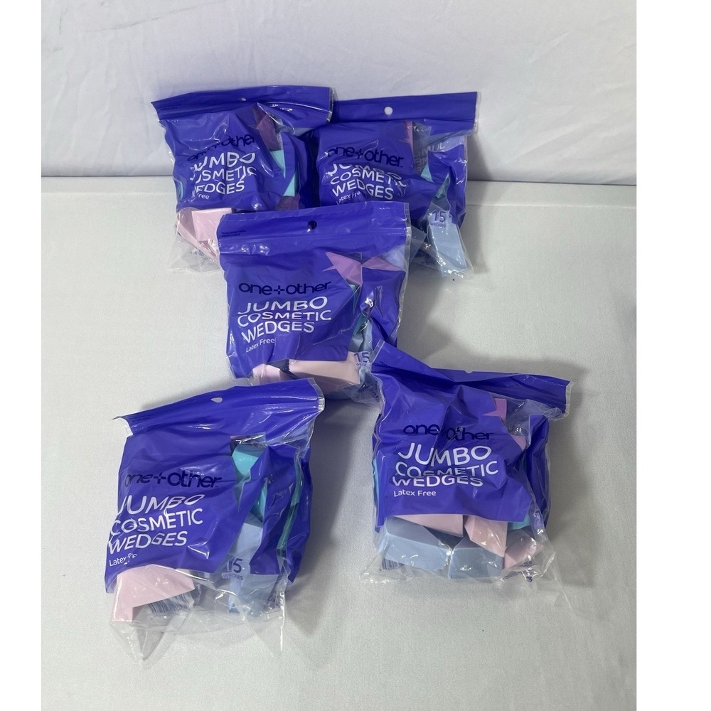 JUMBO COLORED COSMETIC WEDGES 15 COUNT LATEX FREE [5 PACK] 75 Total Wedges